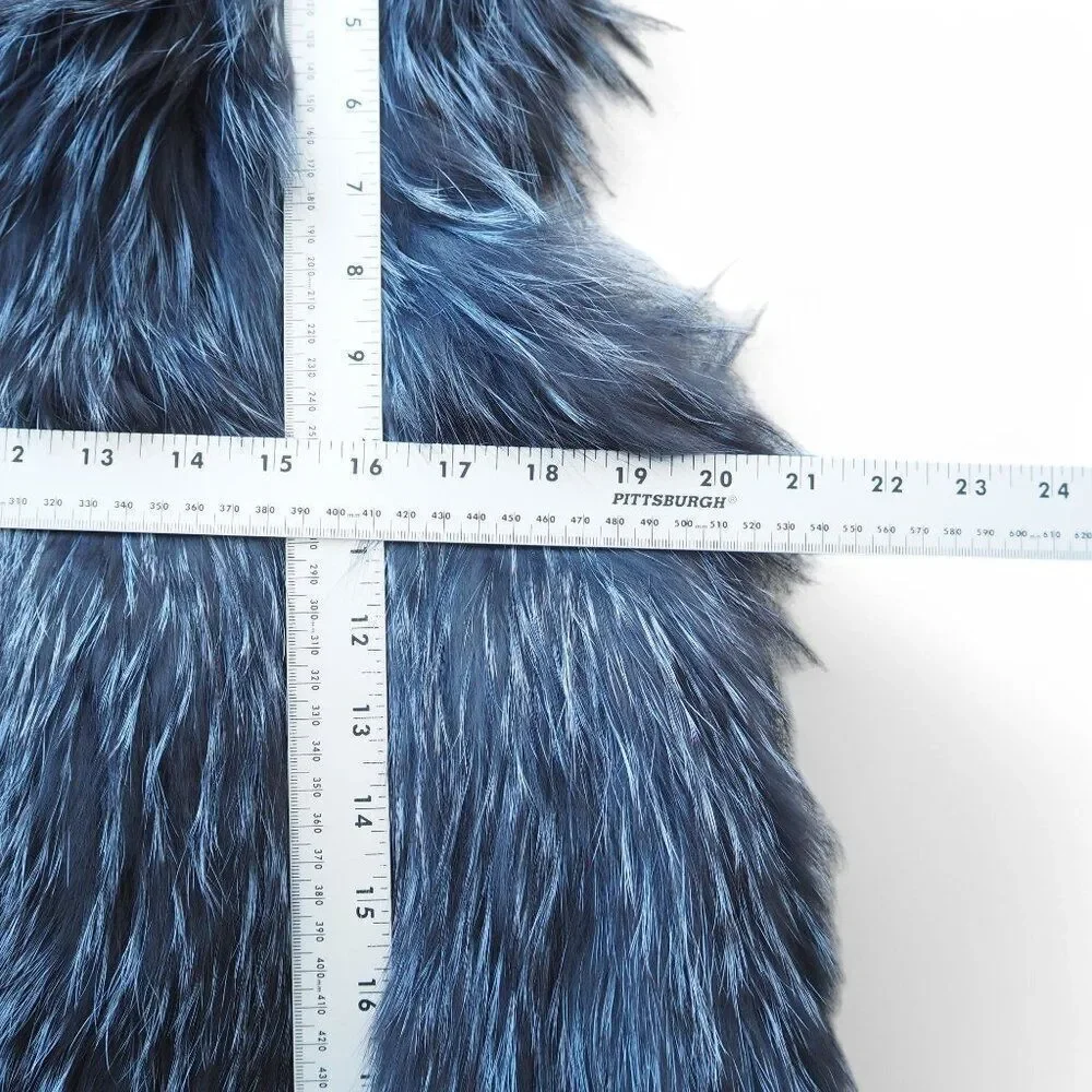 Linda Richards Genuine Silver Fox Fur Hooded Vest FK-67 Women's‎ Medium (M)